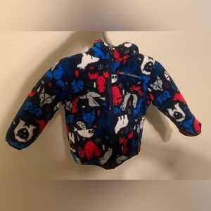 Adorable COLUMBIA Reversible puffer & fleece animal print jacket. ♥️🐿️💙